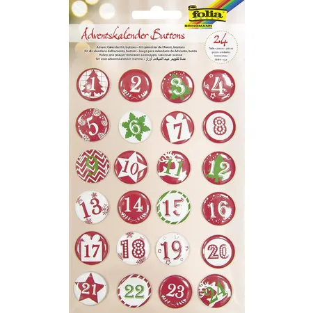 Folia Adventskalender Buttons Und Zahlen Zum Anstecken An Jutes Ckchen