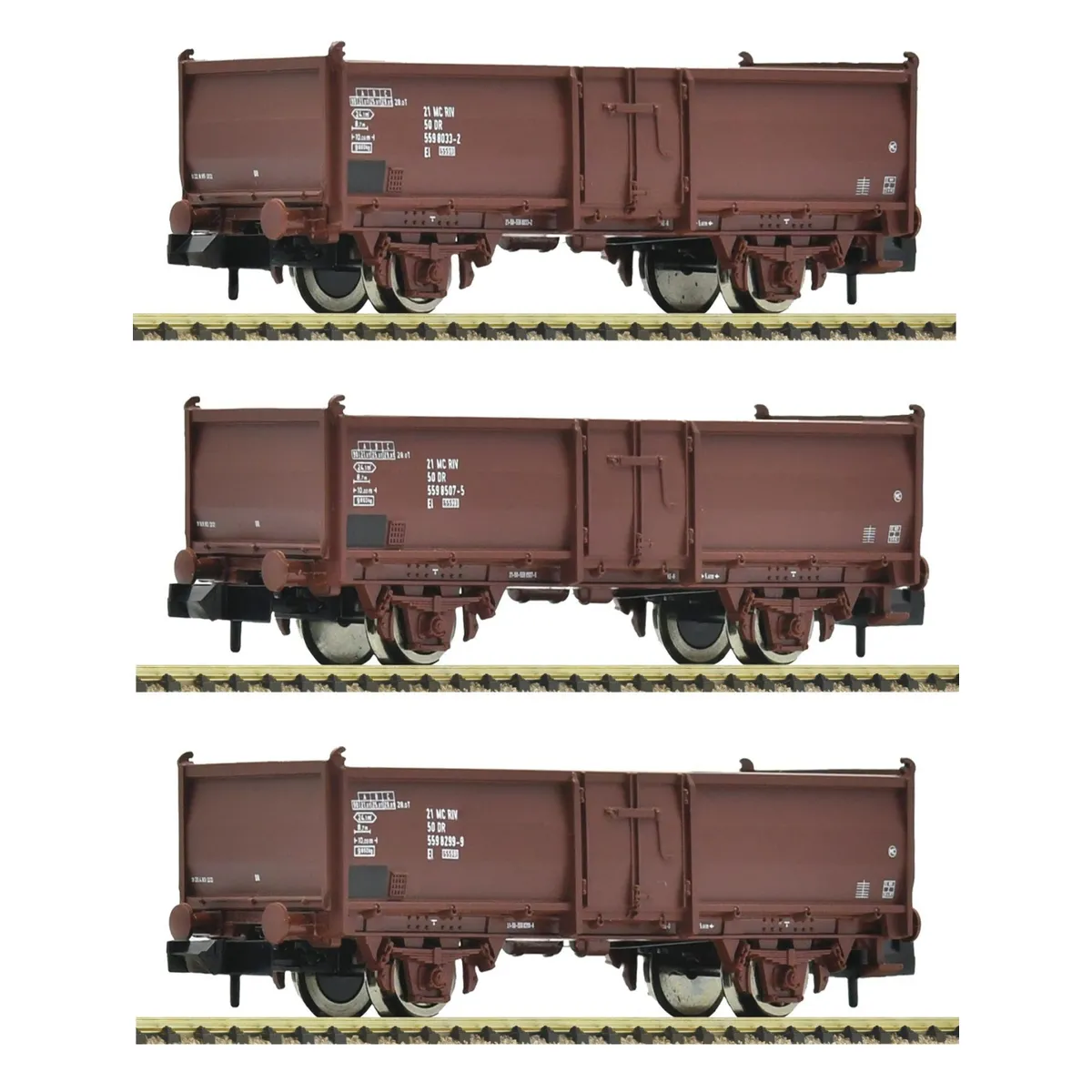 Fleischmann 6660158 N 3-Tlg. Set: Offene Güterwagen El, Dr, Ep. Iv
