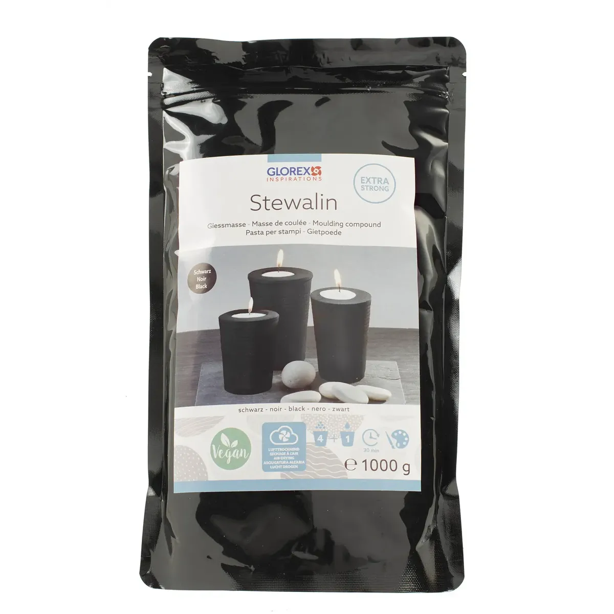 Glorex Weiß Stewalin Gießmasse Schwarz, 1000 G