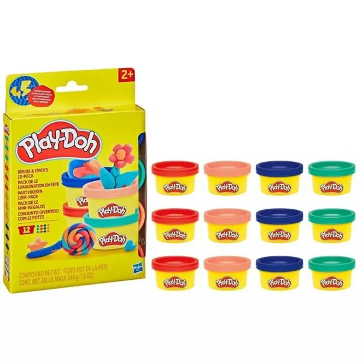 Hasbro Play-Doh Spielknete Partydosen 4 Farben Mit Aufkleber 12 Stück