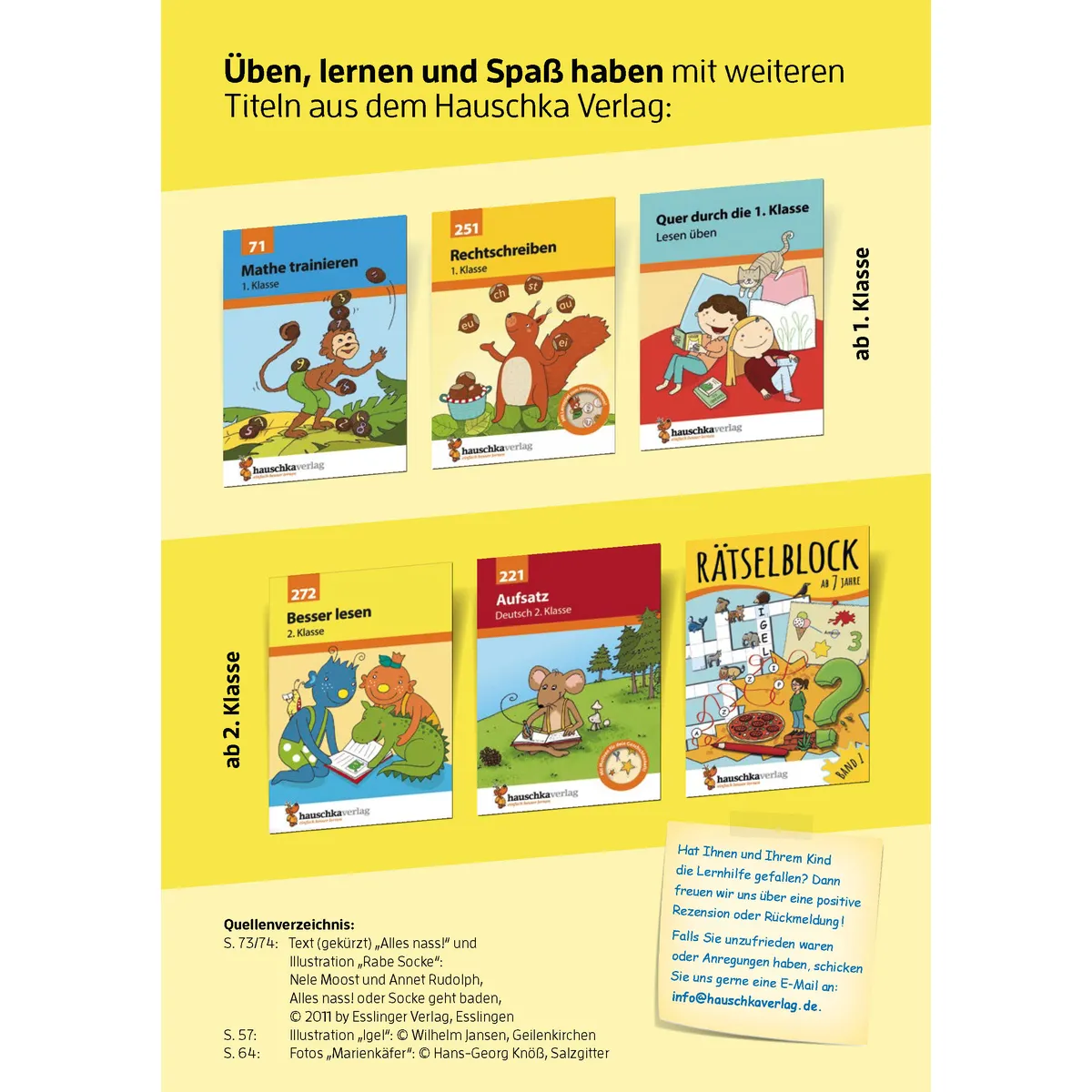 Hauschka Verlag Besser Lesen 1. Klasse