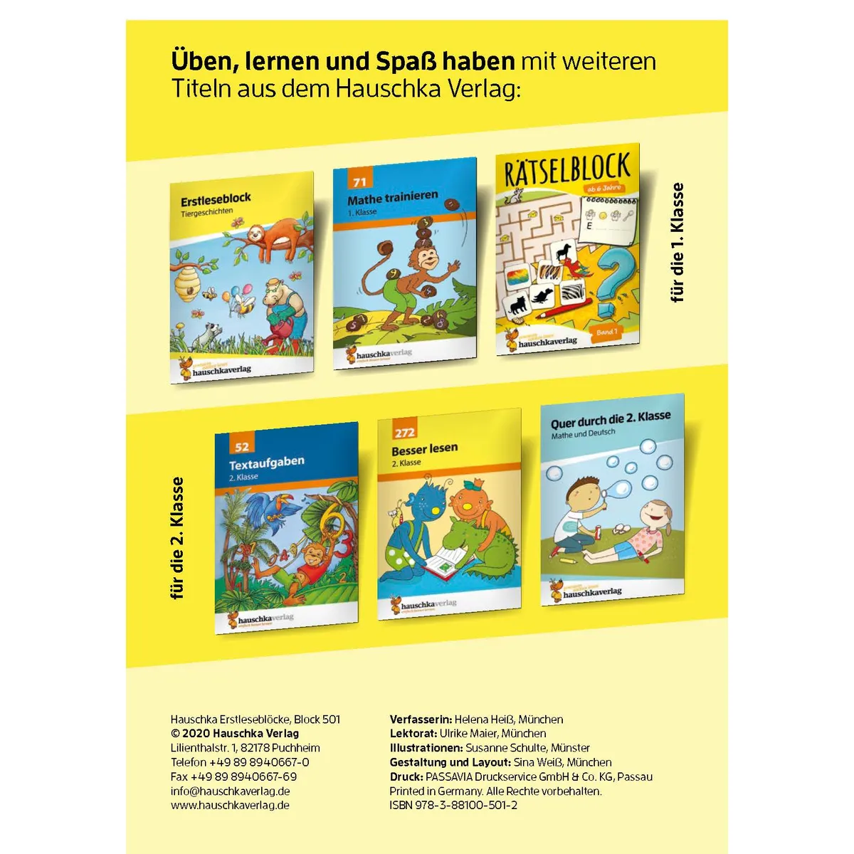 Hauschka Verlag Erstleseblock - In Der Schule Ist Was Los!, A5-Block