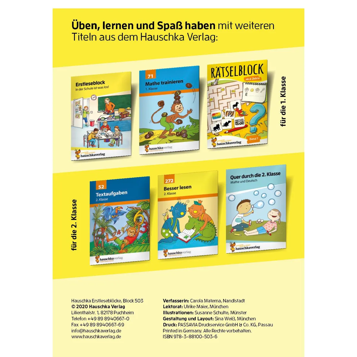 Hauschka Verlag Erstleseblock – Tiergeschichten, A5-Block