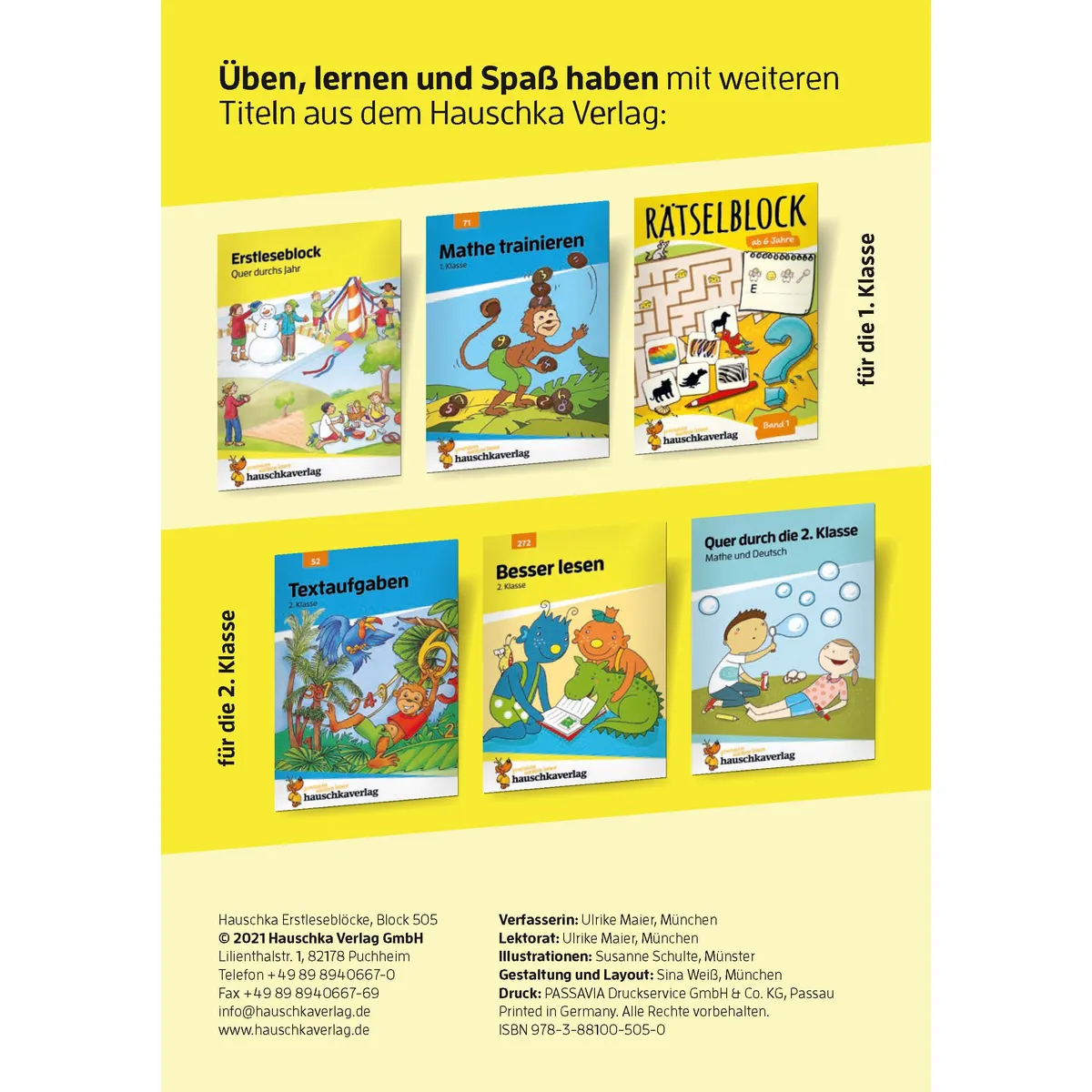 Hauschka Verlag Erstleseblock 1. & 2. Klasse - Die Welt Entdecken, A5-Block