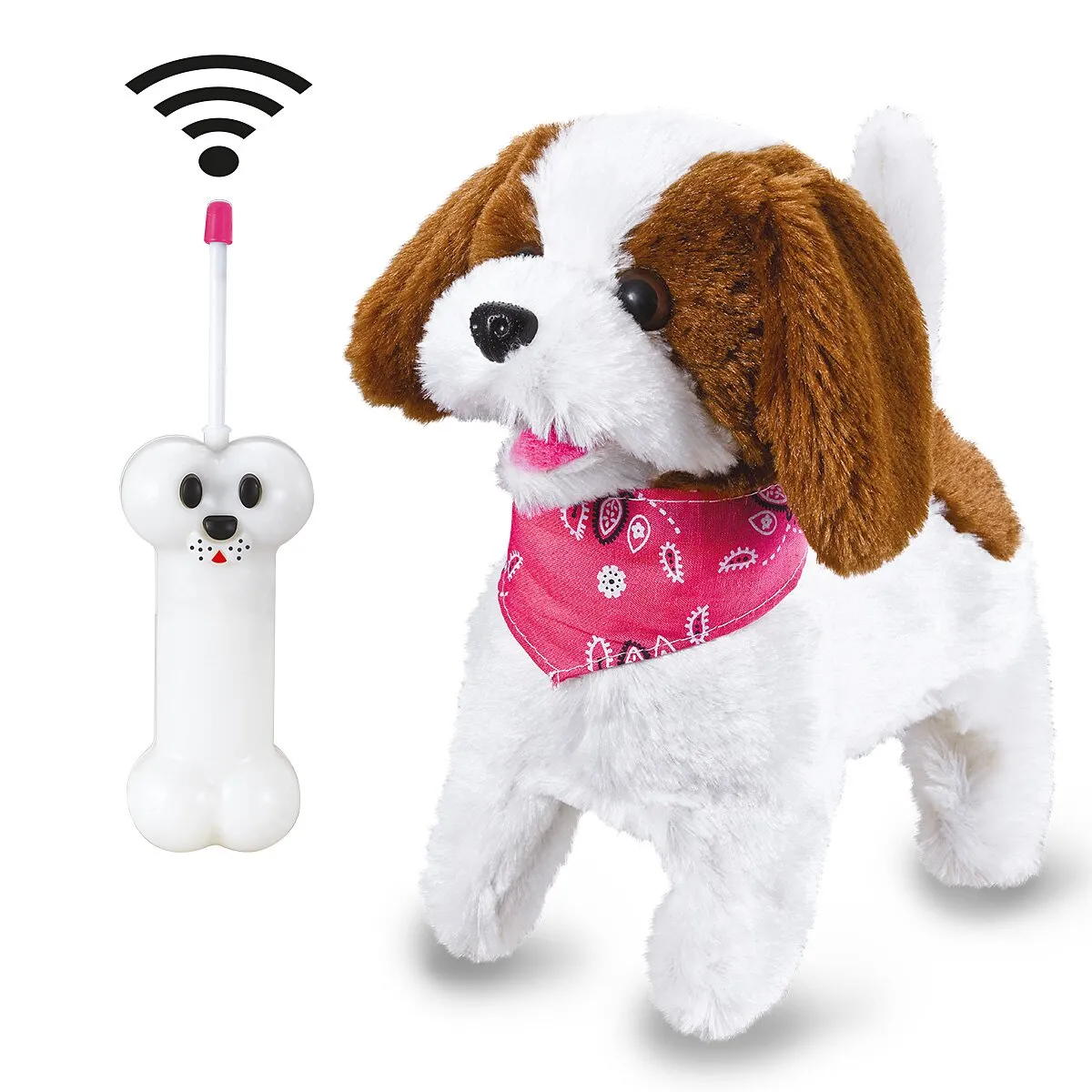 Jamara Braun 460340 Lucky Rc Plüschhund Weiß- 27Mhz