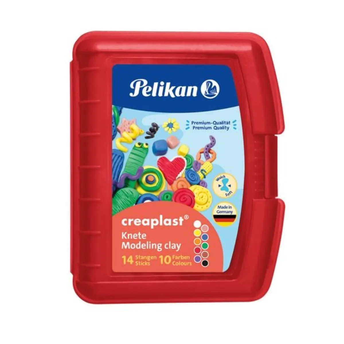 Pelikan Rot Knetmasse Creaplast Kinderknete 198/10R 10 Farben, 240G