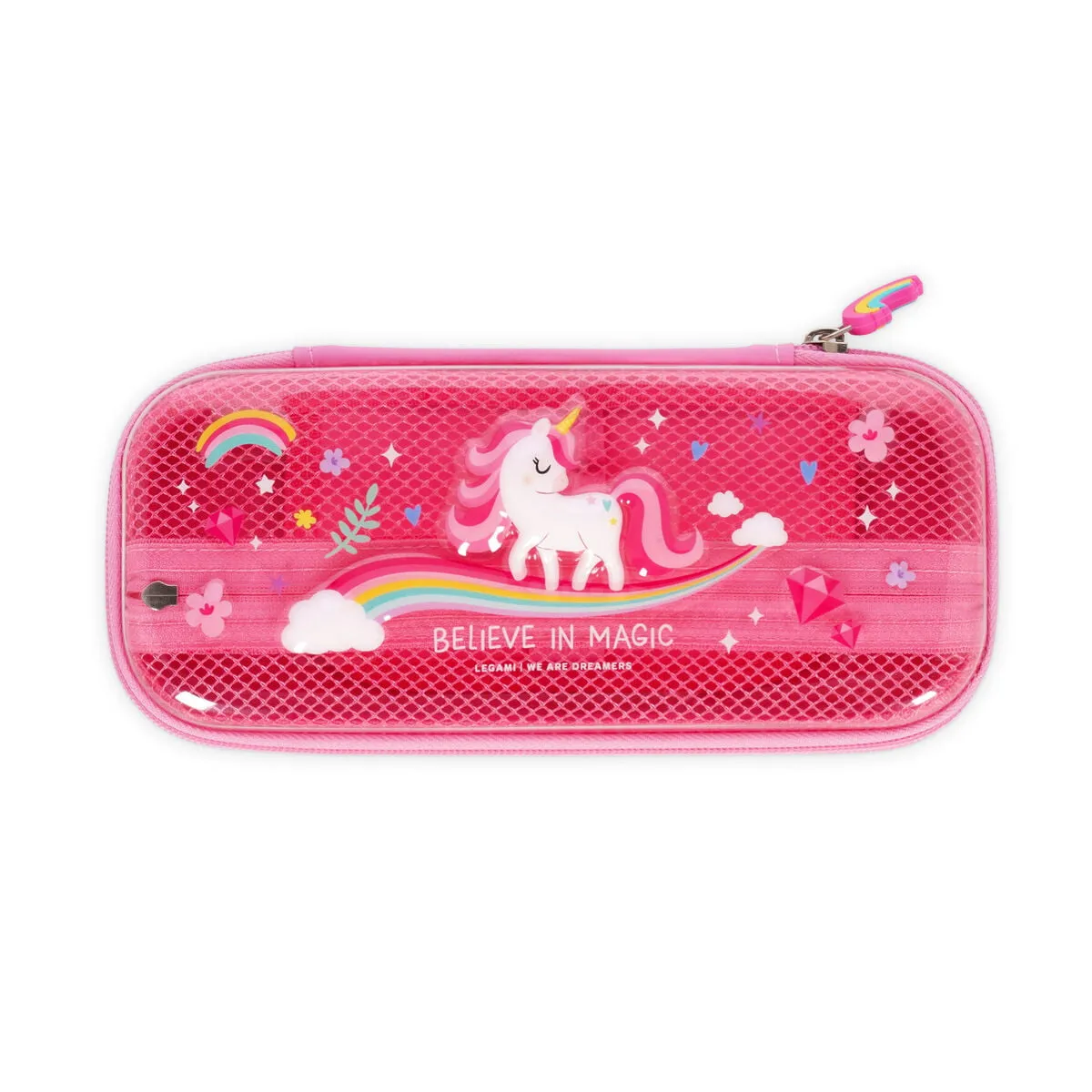 Legami Rosa Pcr0001 Transparentes Hartschalen-Federmäppchen Einhorn - Wonderwow
