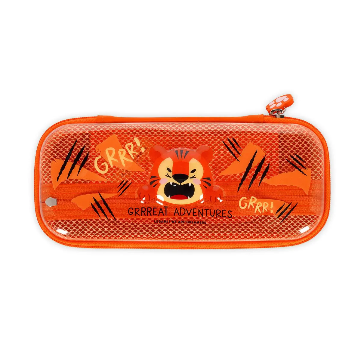 Legami Orange Pcr0004 Transparentes Hartschalen-Federmäppchen Tiger - Wonderwow