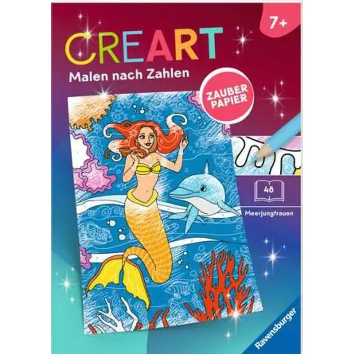 Ravensburger Mädchen 48844 Creart Malen Nach Zahlen Ab 7 Zauberpapier - Meerjungfrauen