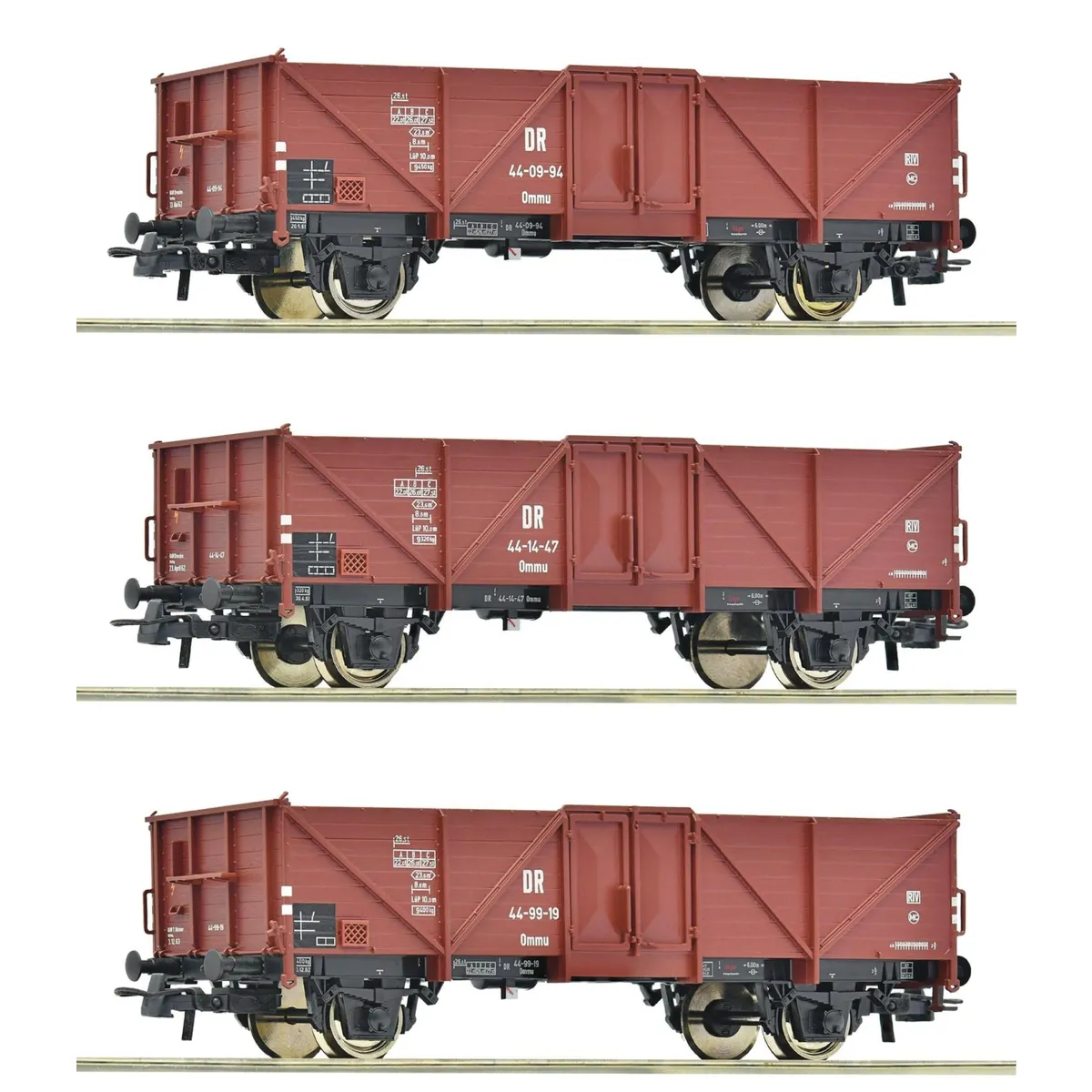 Roco 6600115 H0 3-Tlg. Set: Offene Güterwagen Ommu, Dr, Ep. Iii