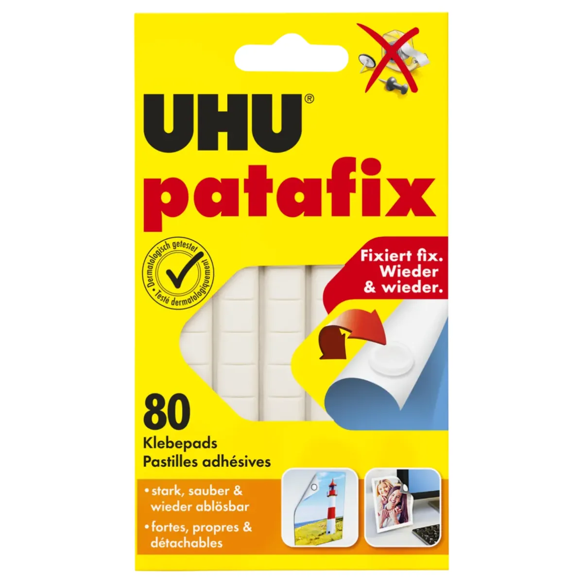 Uhu Patafix Weiß 80 Pads D/F - Image 3
