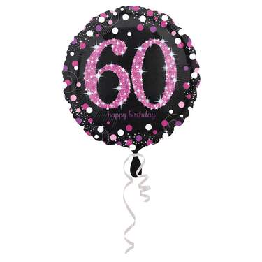 amscan Folienballon pink 60 Celebration, rund, 43cm