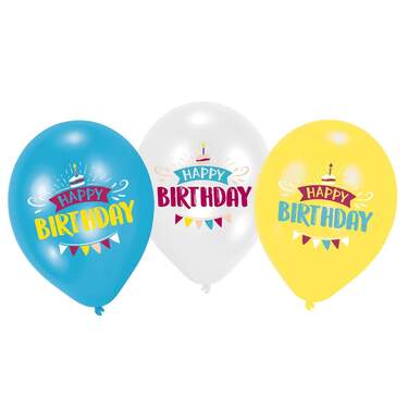 amscan Latexballons Happy Birthday mehrfarbig, 6 Stück - 0