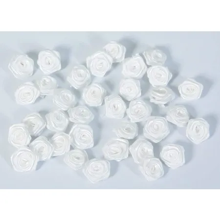 Amsinck & Sell Rosenblüten aus Polyester, weiß, 36 Stück - 0