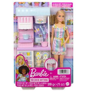 Barbie Eisdiele mit Puppe (blond), Barbie Set inkl. Zubehör, Anziehpuppe - 0