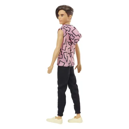Barbie Ken Fashionistas Puppe im pinken Hoodie mit Blitzen - 1