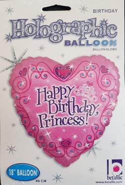 betallic Folienballon Happy Birthday Princess holographic - 0