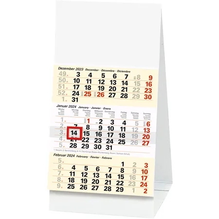 BRUNNEN 3-Monatskalender Tischkalender 2024 9,7 x 19 cm - 0
