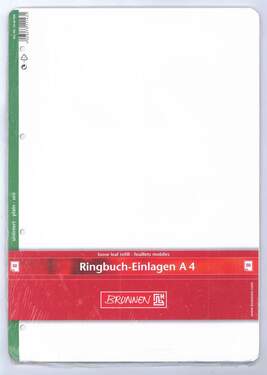 Brunnen 1066948 Ringband Inlegvellen A4 Geruit Met Randlijnen - 100 Vel 70g/m² Wit, Liniatuur 28