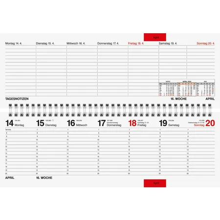 rido/idé Wochenkalender Tischkalender Modell septant, 2024, Blattgröße 30,5 x 10,5 cm - 1