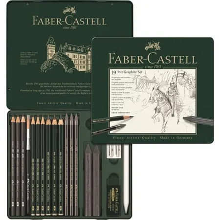 Faber-Castell Set PITT Graphite medium Metalletui, 19 Teile - 1
