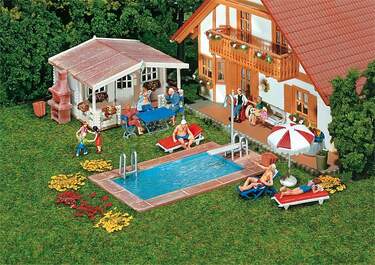 FALLER - Swimming-Pool und Gartenhaus - 0