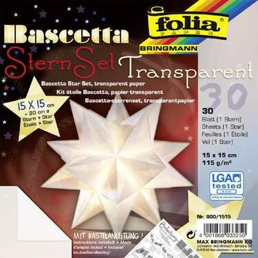 Folia Bascetta-Stern Bastelset Transparentpapier 115g/m² weiss 15 x 15cm