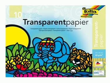 Folia Transparentpapier im Heft, Drachenpapier, ca. 20 x 30 cm, 10 Blatt,10 Farben, durchschimmernd - 0