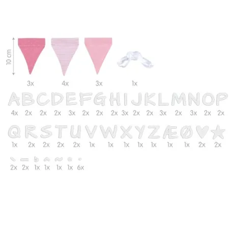 goki Buchstabenwimpelkette rosa, mit 10 Wimpeln - 0