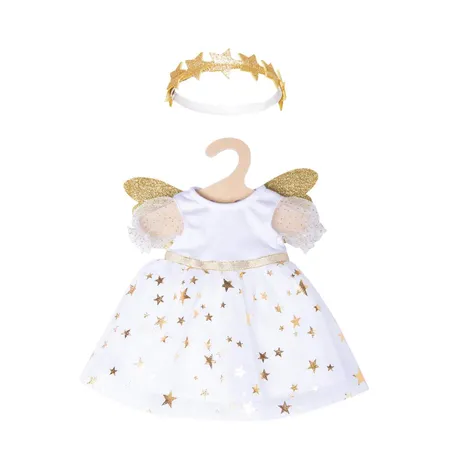 Heless 1152 - Kleid für Puppen im Design Schutzengel, mit goldenen Flügeln und Sternen-Haarband - 0