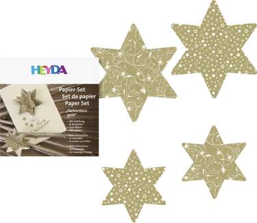 Heyda Bastelpackung Fächerdeko Stern, gold, 40 Blatt