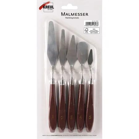 KREUL Malmesser 5er Set mit Metallklingen und Holzgriffen - 0