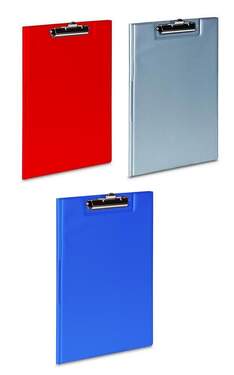 Livepac Office Dokumentenmappe mit Klemmbrett, DIN A4, 3 Stück je 1x rot, grau und hellblau - 0