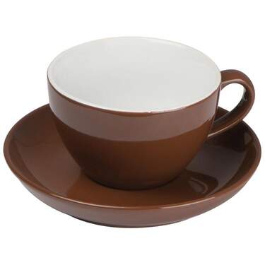 Macma Kaffeetasse aus Keramik mit Untersetzer 220 ml, braun - 0