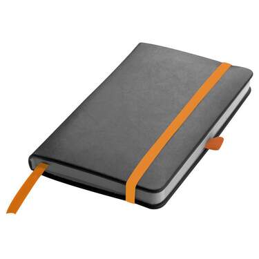 Macma Notizbuch mit orangem Lesebändchen, DIN A6, 160 linierte Seiten, schwarz - 0