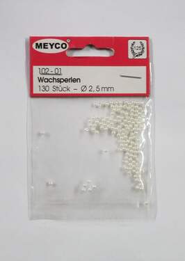 Meyco Wachsperlen, weiß, 2,5 mm, 130 Stück