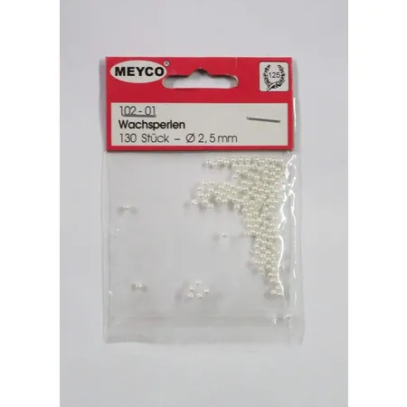 Meyco Wachsperlen, weiß, 2,5 mm, 130 Stück - 0