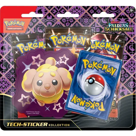 Pokemon Karmesin & Purpur - Paldeas Schicksale Tech-Sticker-Kollektion, 1 Stück, 3-fach sortiert - 0