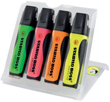 Premium-Textmarker - STABILO BOSS EXECUTIVE - 4er Pack - grün, pink, orange, gelb - 2