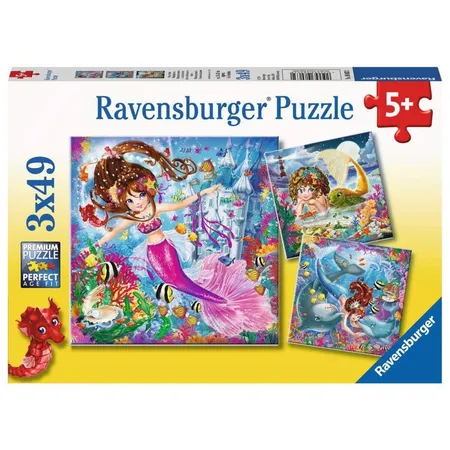 Ravensburger Kinderpuzzle Bezaubernde Meerjungfrauen, 3x49 - 0