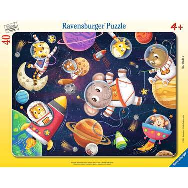 Ravensburger Rahmenpuzzle - Tierische Astronauten, 40 Teile - 0