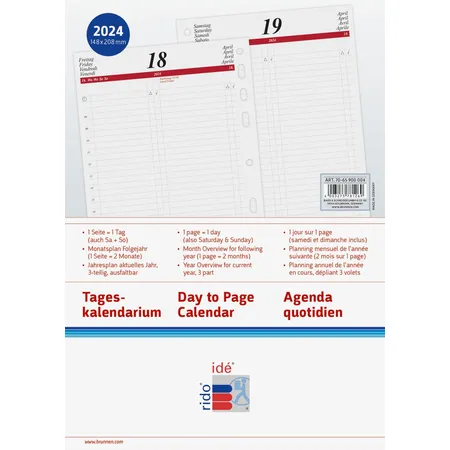 rido/idé Tageskalendarium Zeitplansysteme 2024 Blattgröße 14,8 x 20,8 cm A5 - 0