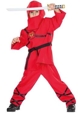Rubies Kostüm Ninja rot rot Größe 152 - 0