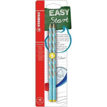 Schmaler Dreikant-Bleistift für Linkshänder - STABILO EASYgraph S in blau - 2er Pack - Härtegrad HB - 0
