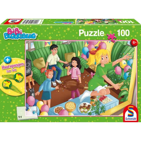 Schmidt Spiele KinderPuzzle - Geburtstagsparty, 100 Teile, mit Add-on ( 2 Haarspangen) - 0