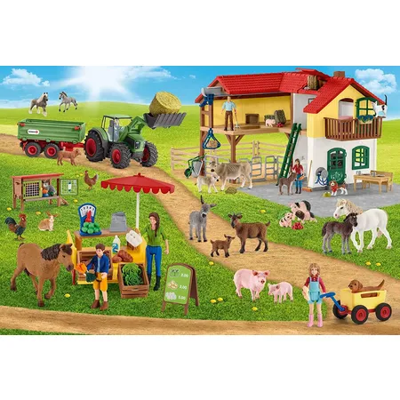Schmidt Spiele KinderPuzzle - Schleich® Farm World, Bauernhof und Hofladen, 100 Teile, + 1 Original Figur - 1