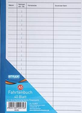 Stylex Fahrtenbuch mit 40 Blatt, DIN A5, 10 Stück - 0