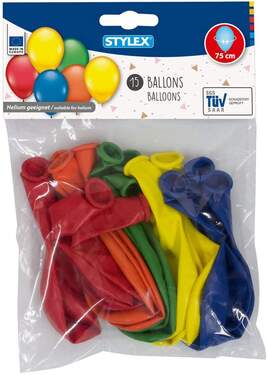 Stylex Luftballons farbig sortiert im Beutel, 15 Stück