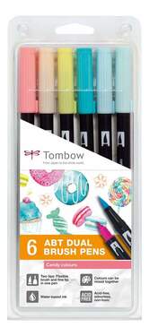 Tombow ABT Dual Brush Pen mit zwei Spitzen Candy Colours 6St - 0