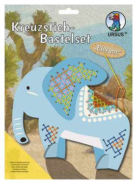 URSUS Kreuzstich Bastelset für Kinder, Motiv Elefant - 0